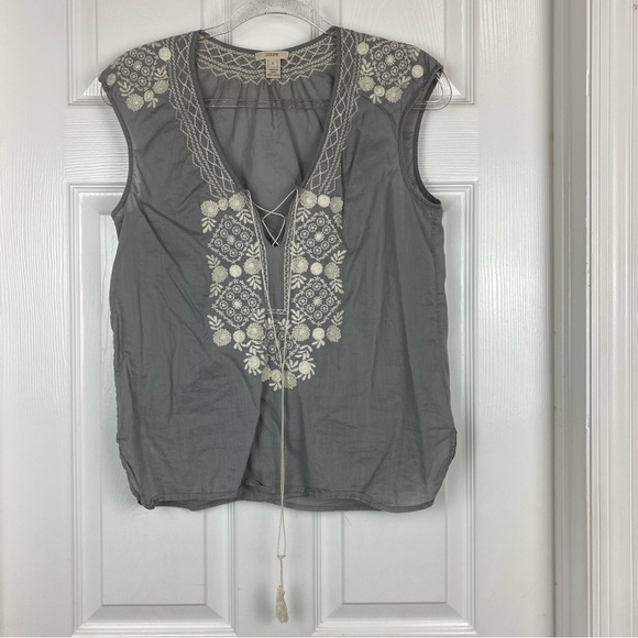 J. Crew Festival Boho Embroidered Top in Gray - Picture 2 of 8